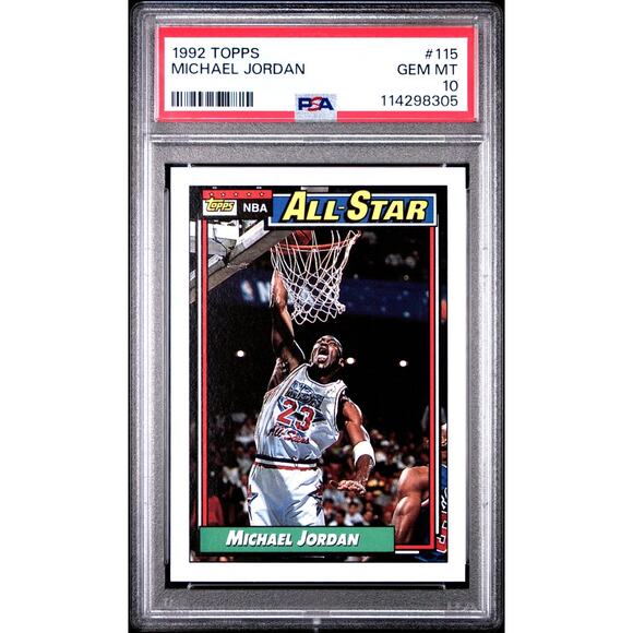 1992 TOPPS ALL-STAR #115 MICHAEL JORDAN HOF PSA 10 GEM MINT CHICAGO BULLS CARD - Picture 2 of 3